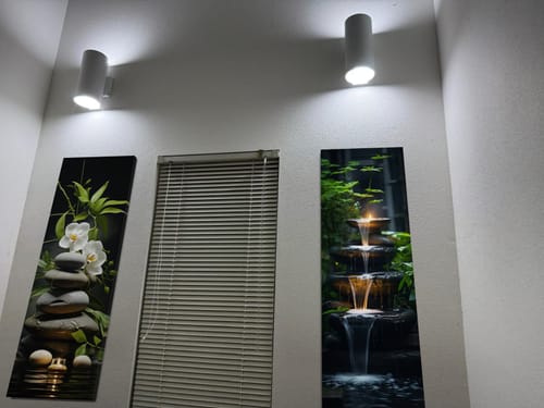 Customer photo review of Tall Narrow Zen Fountain Framed Vertical Canvas Wall Art