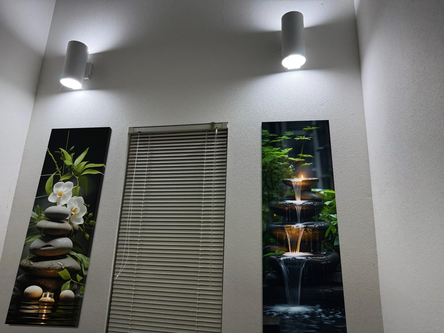 Customer photo review of Tall Narrow Zen Fountain Framed Vertical Canvas Wall Art
