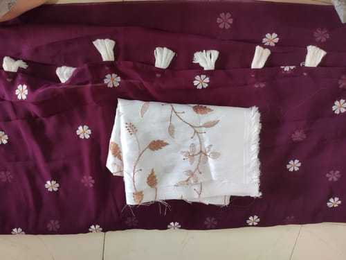 Customer photo review of Rani Pink Floral Embroidered Georgette Saree With Tassels