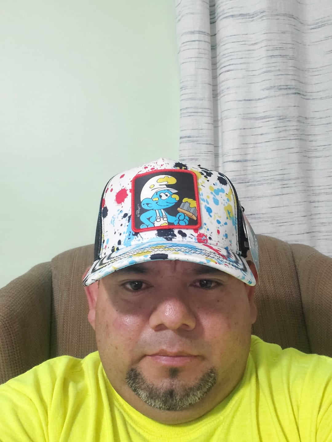 Customer photo review of OVERLORD X Smurfs: Painter Smurf Trucker Cap