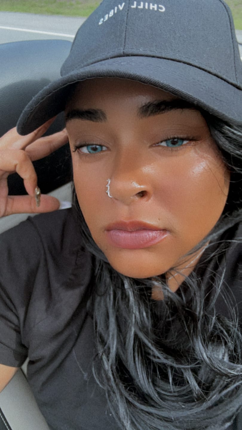 Customer photo review of Amazonia Antarctic Blue Prescription Colored Contact Lenses