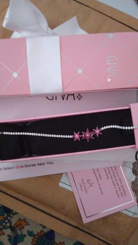 Customer photo review of Silver Pink Floral Tennis Bracelet