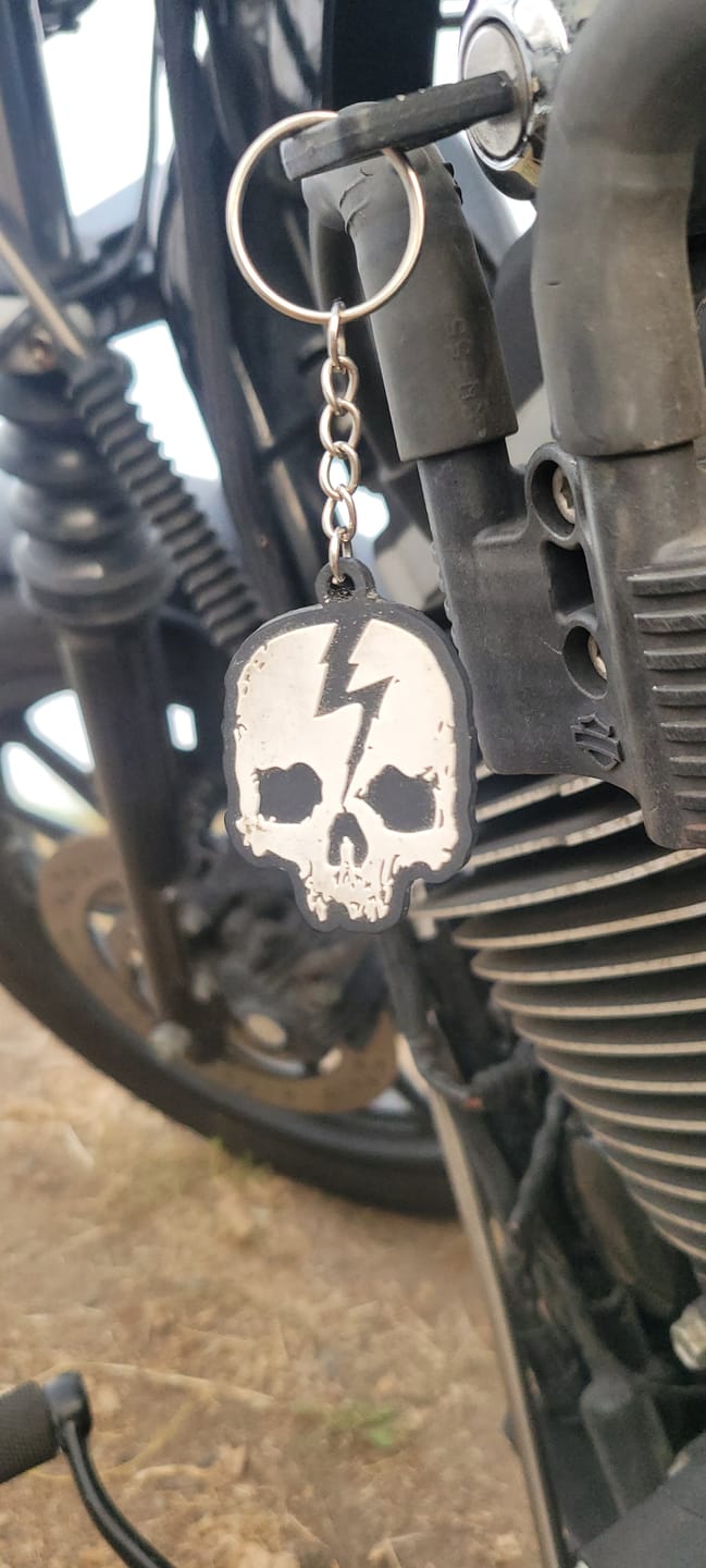 Customer photo review of Skull Logo Keychain