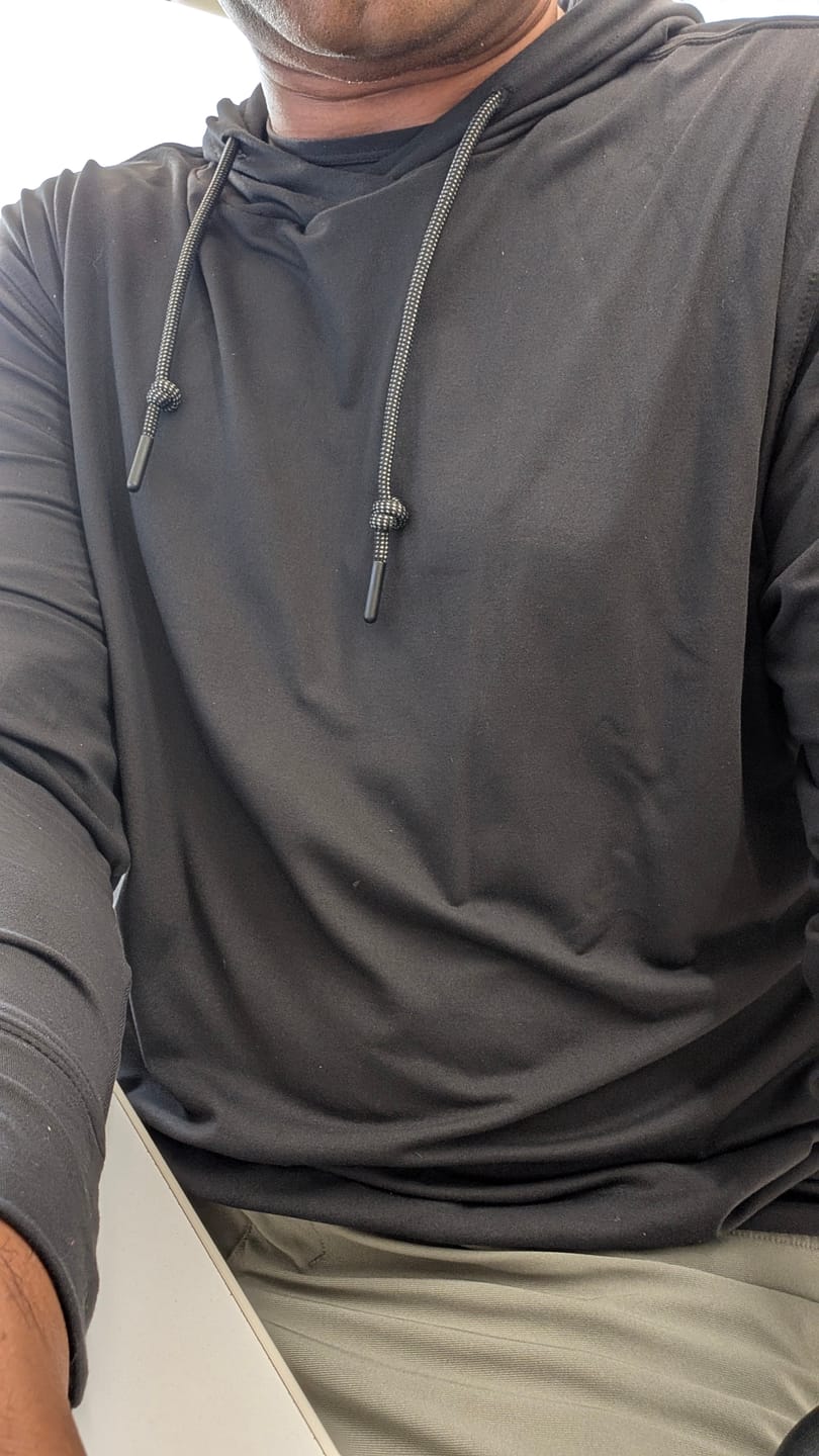 Customer photo review of Galaxy Black – Performance Hoodie