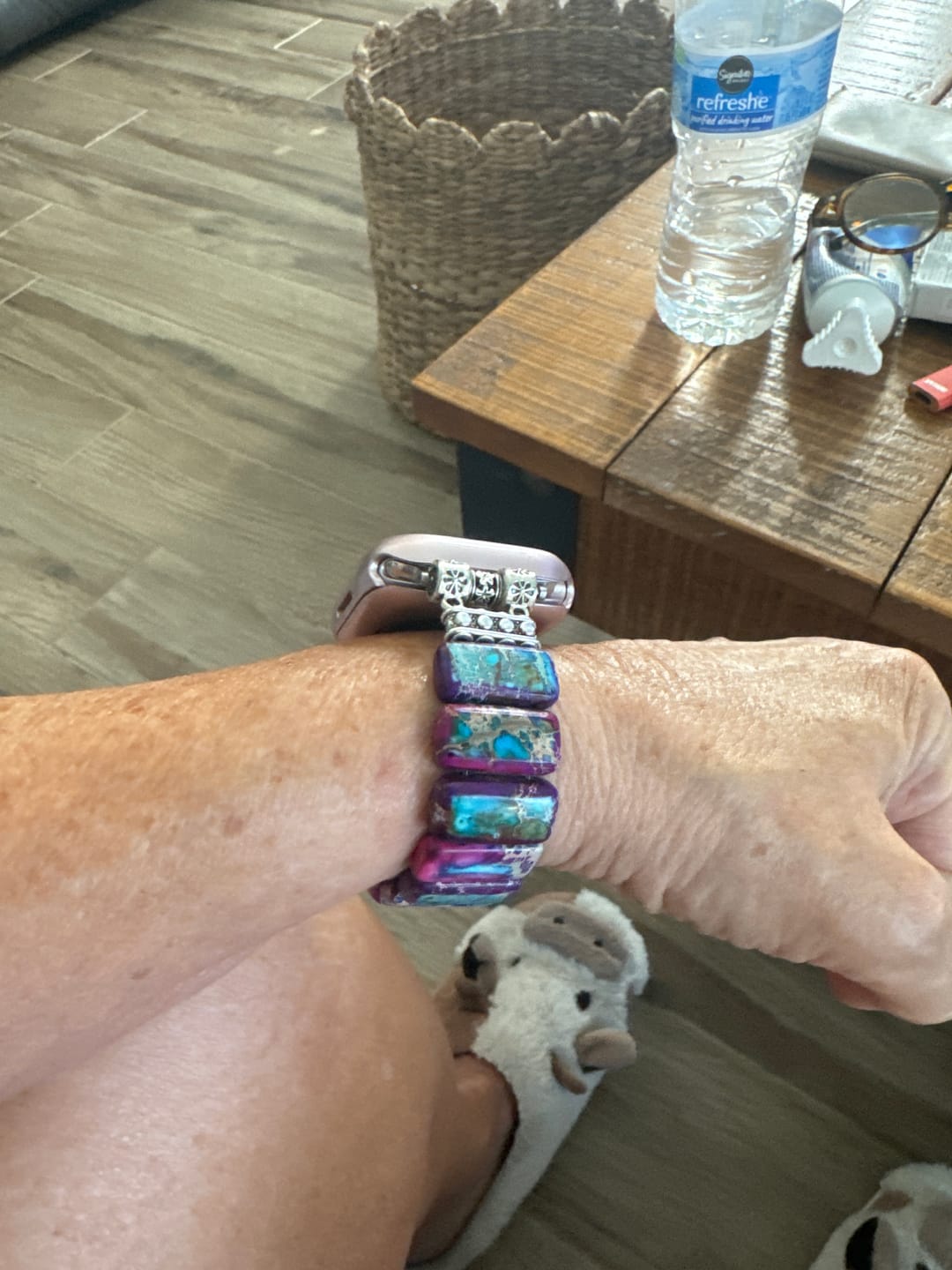 Customer photo review of Majestic Tibetan Jasper Stretch Apple Watch Strap