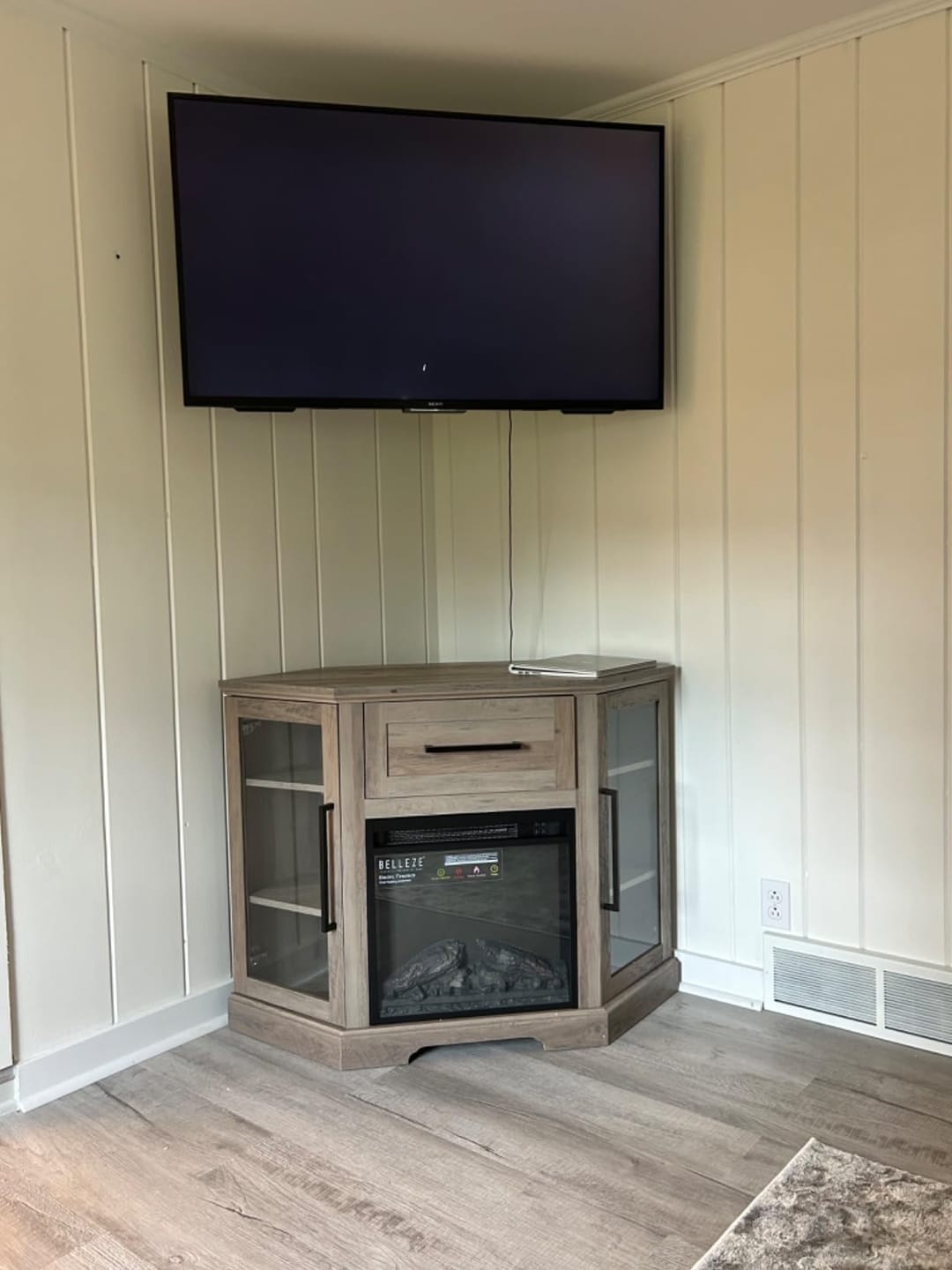 Customer photo review of Dale 43" Corner Fireplace TV Stand