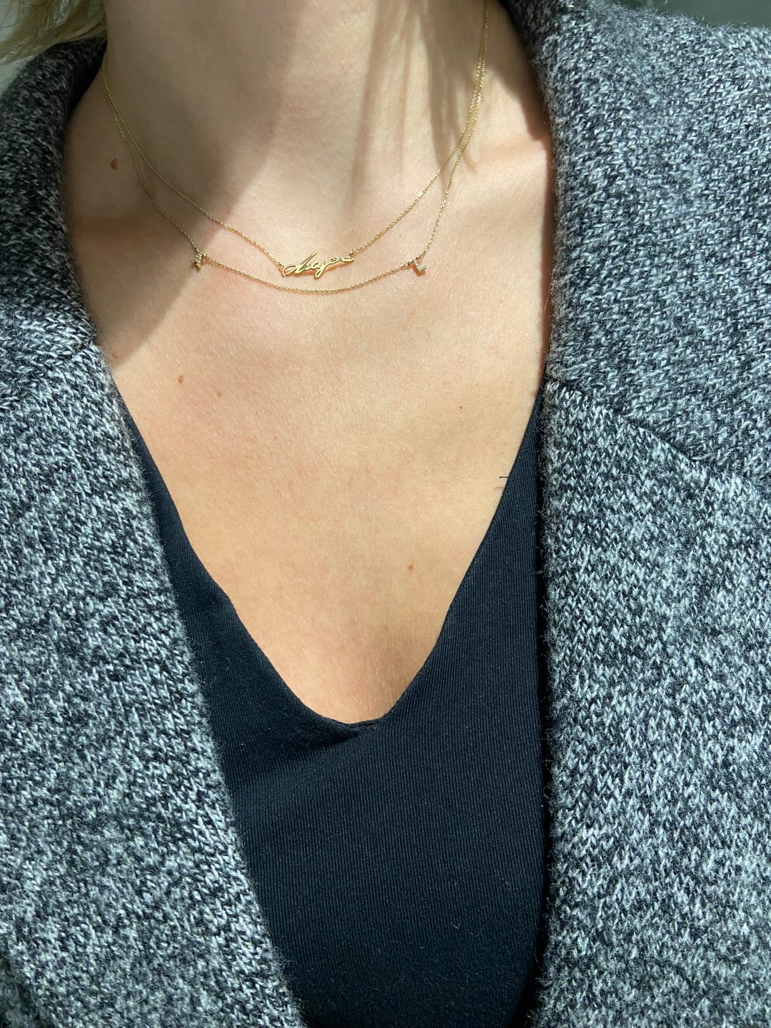 Customer photo review of BESPOKE HANDWRITTEN NECKLACE