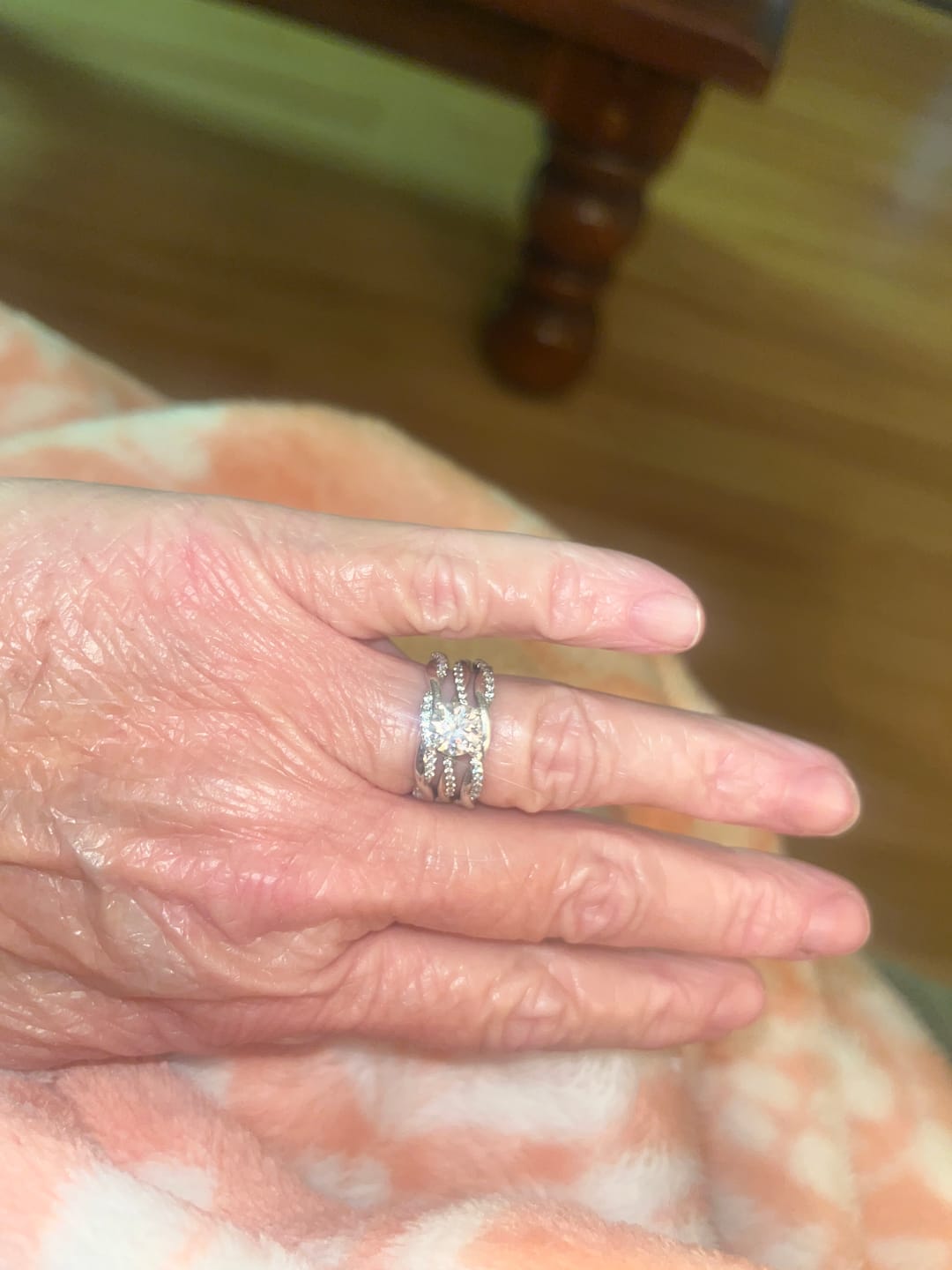 Customer photo review of Twisted Vine Moissanite Half Eternity Wedding Band Stackable Ring