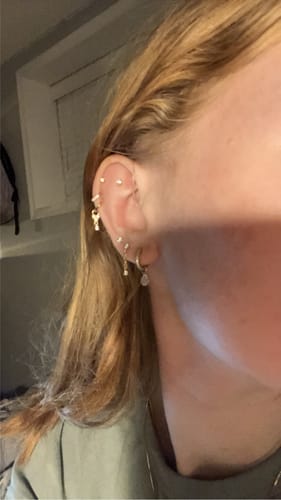 Customer photo review of Solitaire Crystal Cartilage Stud - Threadless
