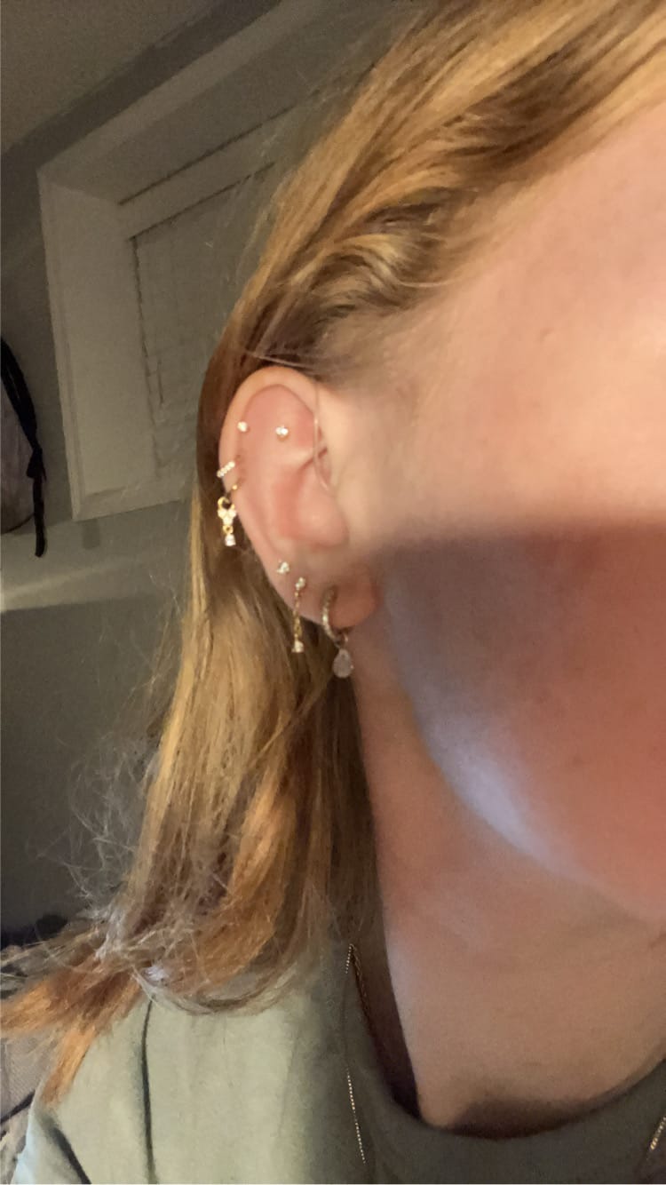 Customer photo review of Solitaire Crystal Cartilage Stud - Threadless