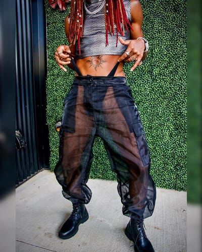 Customer photo review of Men's Sexy See Through Mesh Pocket Pants SKUI08569