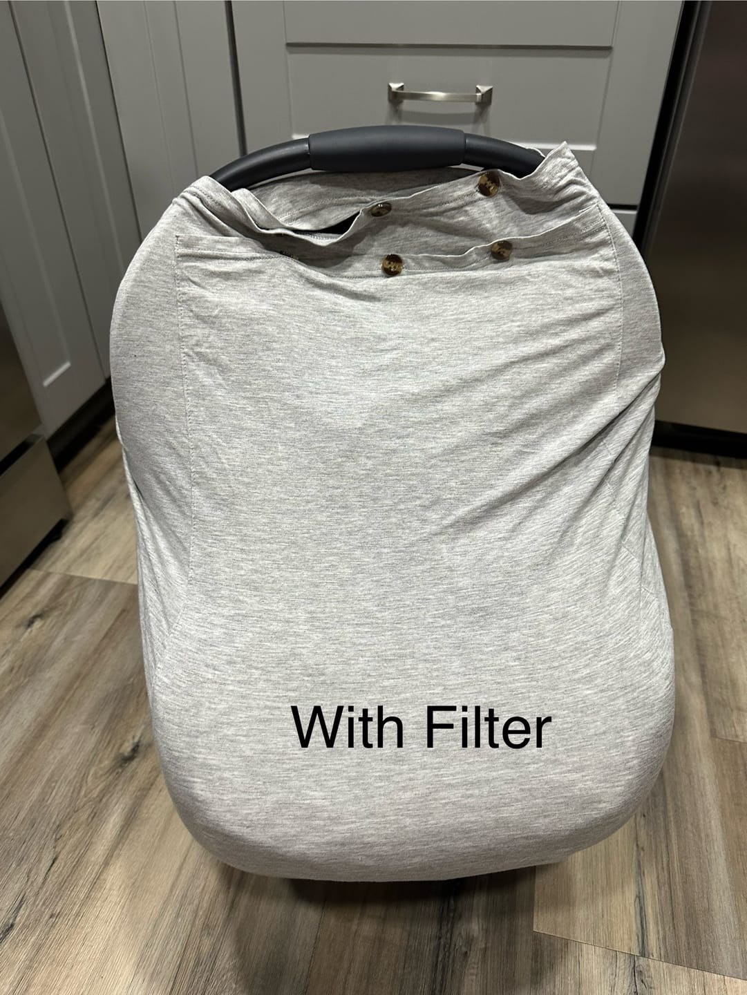 Customer photo review of Snuggle Shield® LUXE Protection™ Bamboo Multi-Use Antimicrobial Air Filtering Infant Cover Grey