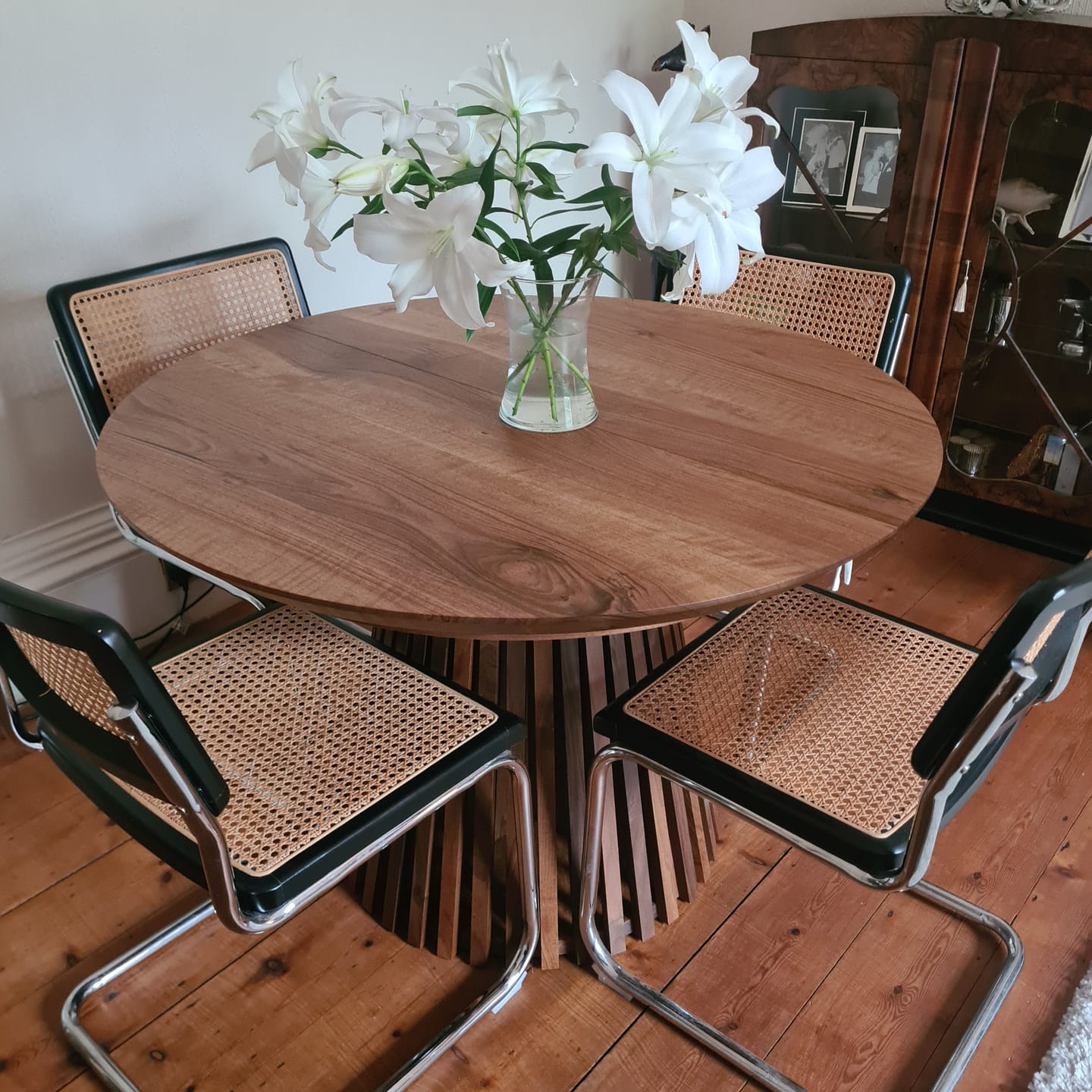 Customer photo review of Vivien Extendable Round Dining Table in Darker Walnut
