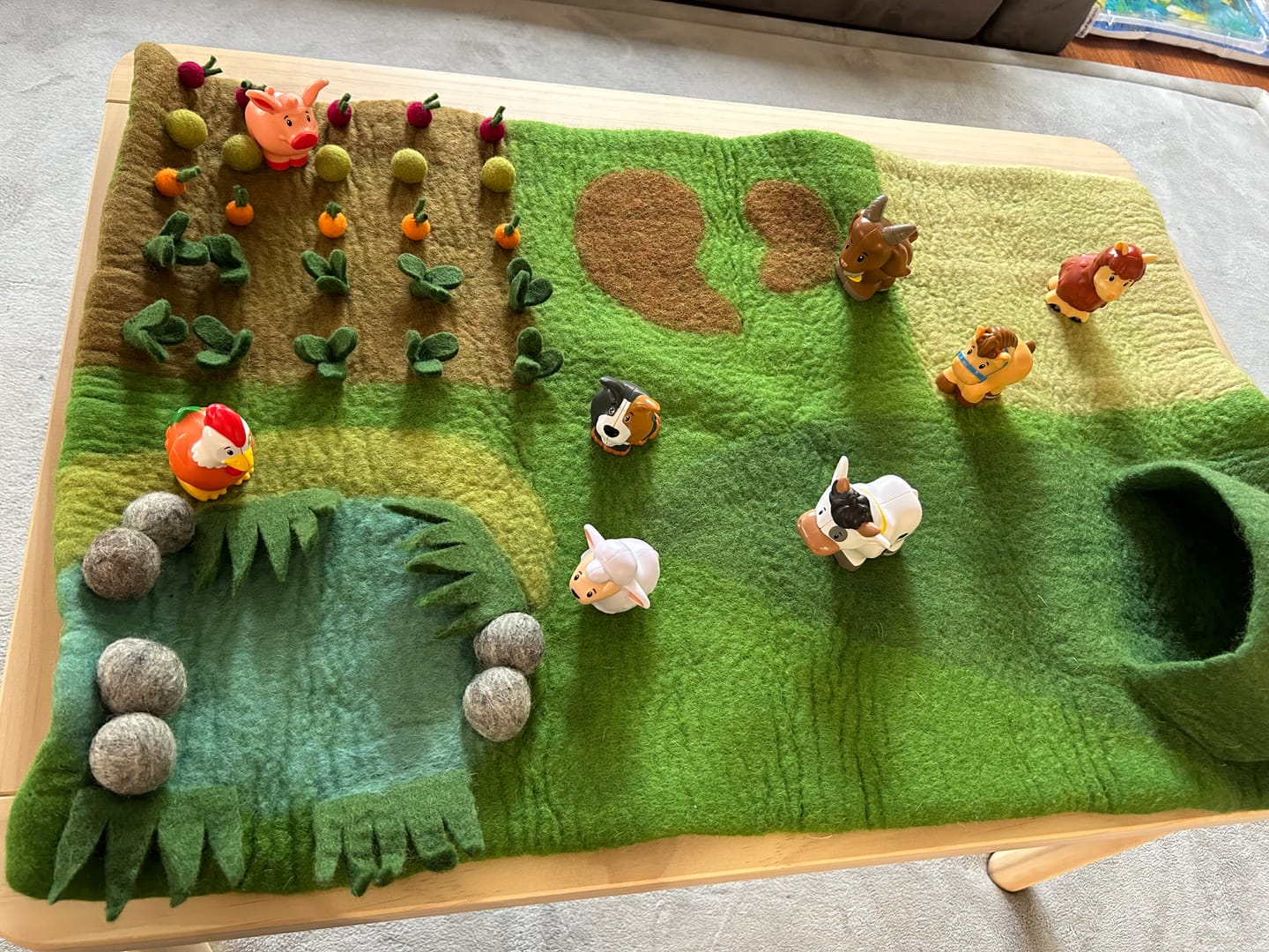 Customer photo review of Large Farm Play Mat Playscape