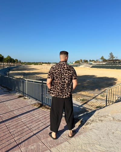 Customer photo review of Men Retro Casual Wide Leg Loose Yoga Pants SKUE68618