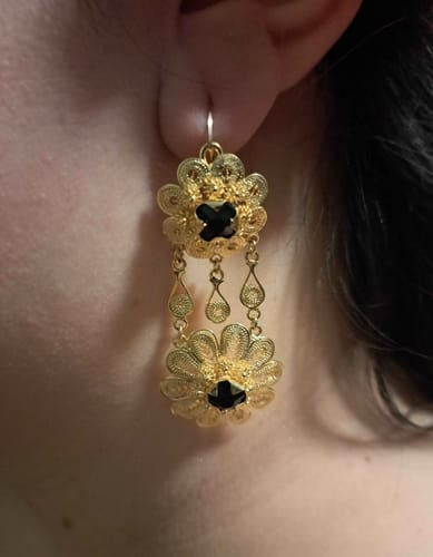 Customer photo review of Doble Girasol Earrings
