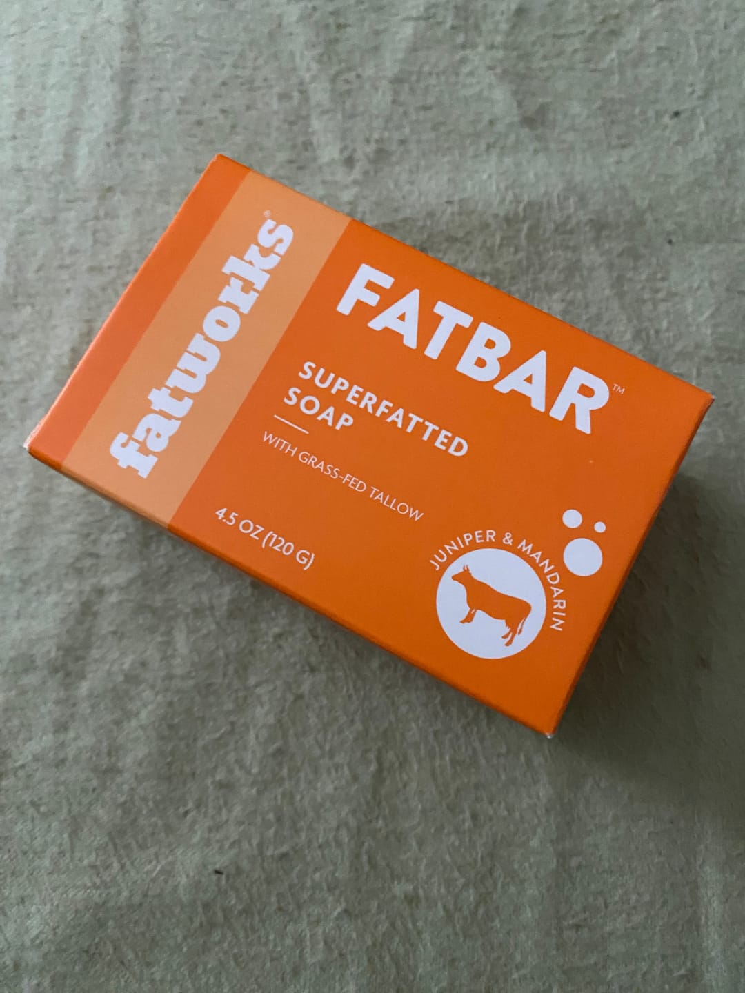 Customer photo review of FATBAR™ Juniper&Citrus (4.25 oz) - Grass-Fed Tallow Soap Bar