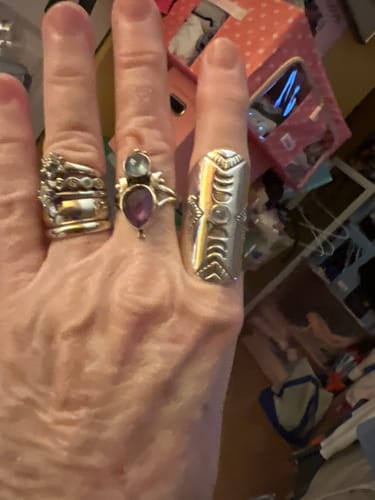 Customer photo review of Full Finger Moon Phase Ring with Moonstone Sterling Silver