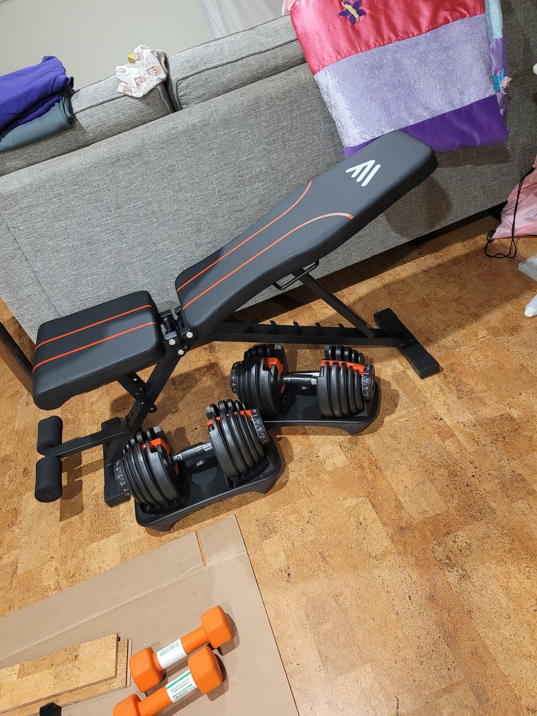 Customer photo review of Bundle : Adjustable Dumbbells (5-52.5lbs) Set Of Two + Adjustable Benchpress