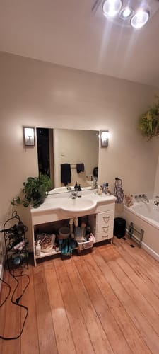 Customer photo review of Amara Wood Panel Wallpaper - Navy Blue