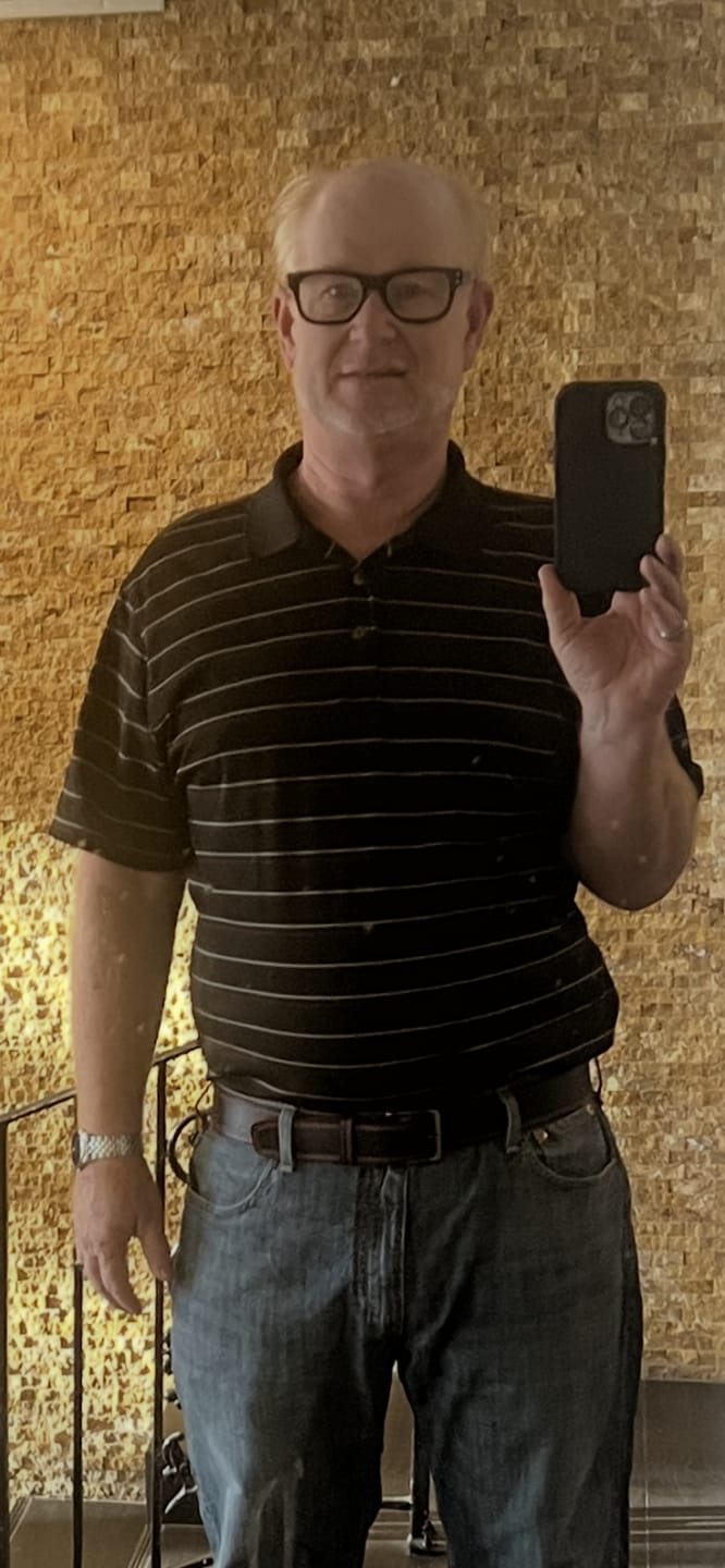 Customer photo review of The Diablo Belt - Black Full Grain Leather Belt with Red Stitches
