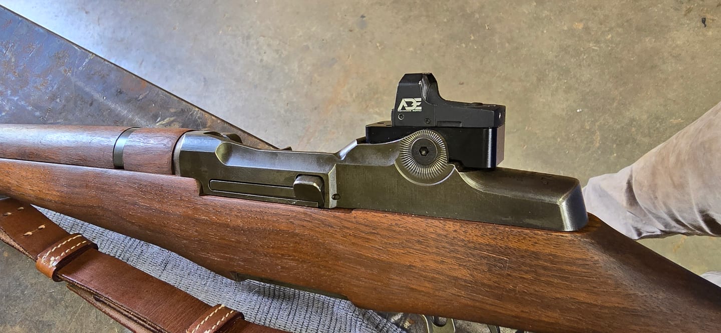 Customer photo review of M1 Garand / M1A Micro Red Dot Base and Picatinny Rail Mount Gen 3