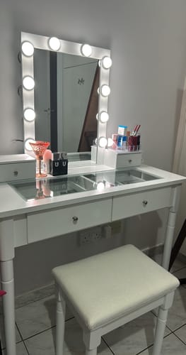 Customer photo review of Μπουντουάρ με Σκαμπό Καθρέφτη Τουαλέτα Κρεβατοκάμαρας RD-T172W01