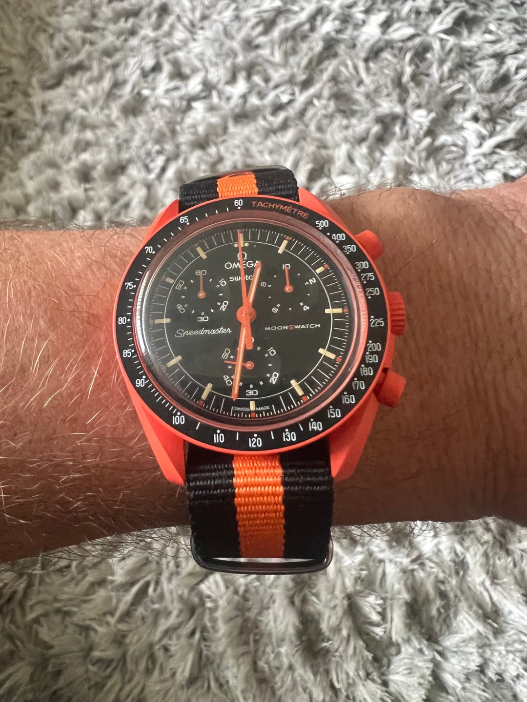 Customer photo review of Classic Military Style Strap - Black & Orange