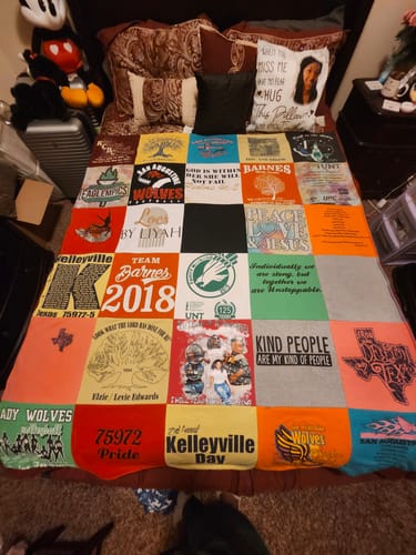 T-shirt quilt featuring eastside wolves, southside wolves by Renee from TX