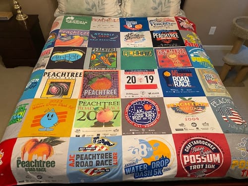 T-shirt quilt with running, marathons themes by Steve from GA