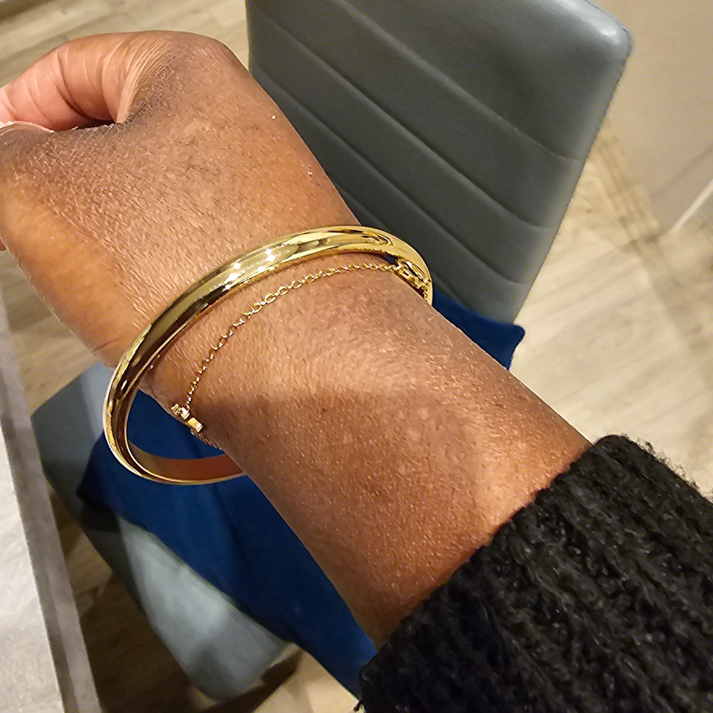 Customer photo review of Classic Chunky Gold Bangle