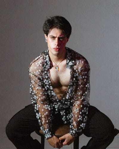Customer photo review of Mens See Through Mesh Floral Shirts SKUF11419