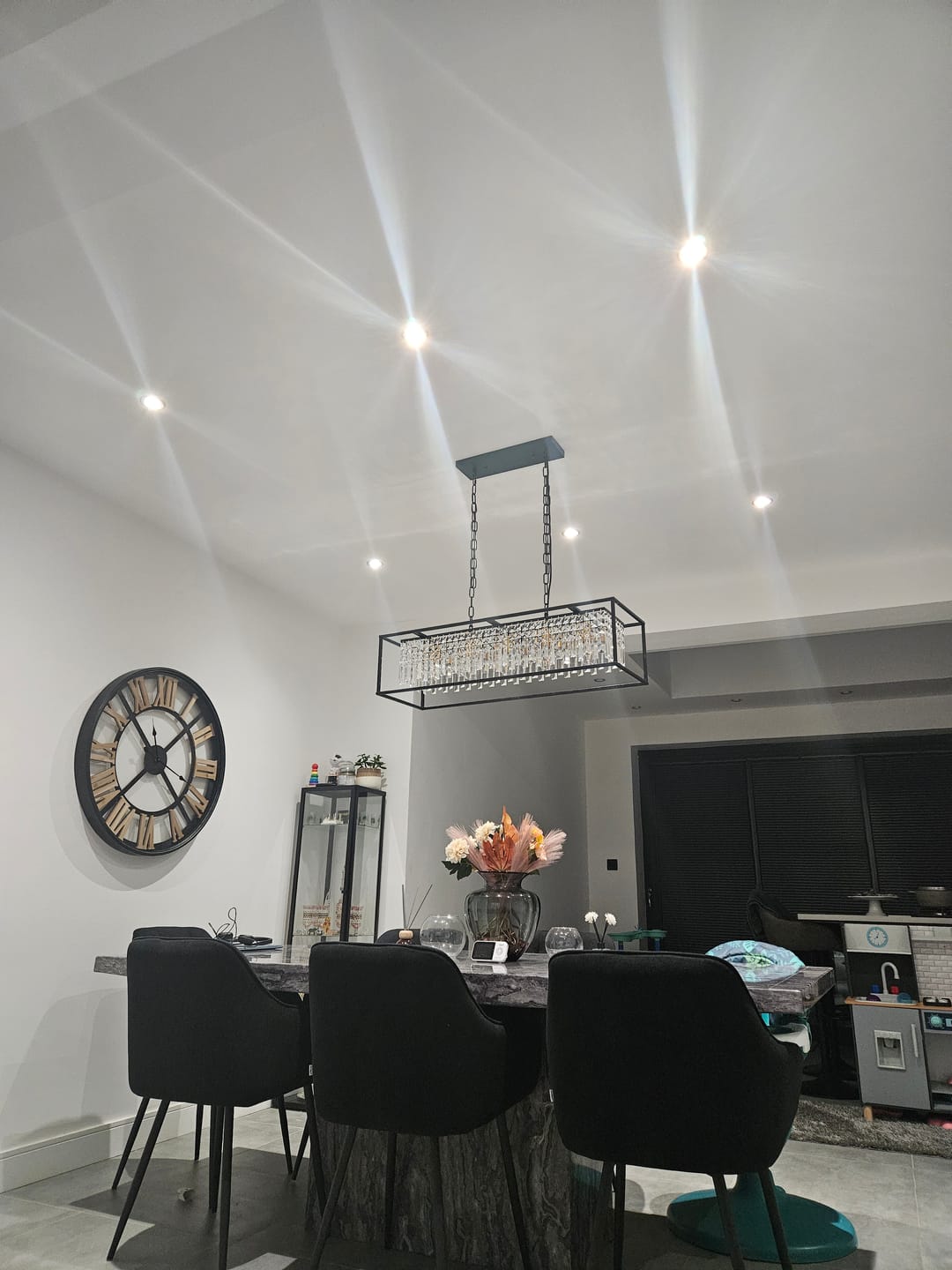 Customer photo review of Modern Rectangle Crystal Kitchen Island Chandelier