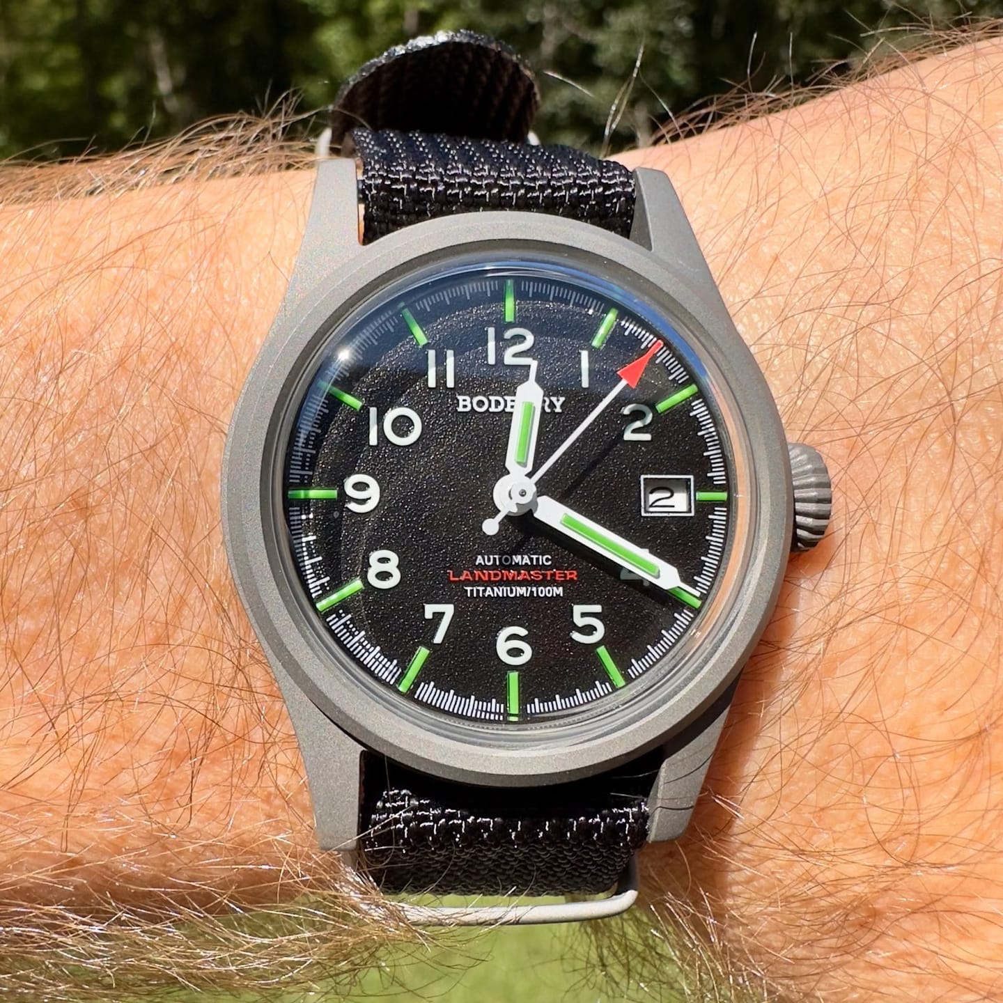 Customer photo review of LANDMASTER - 100M Waterproof Titanium Automatic Field Watch | Black