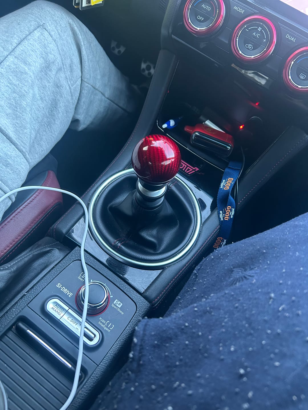 Customer photo review of Weighted Red Carbon Fiber Shift Knobs