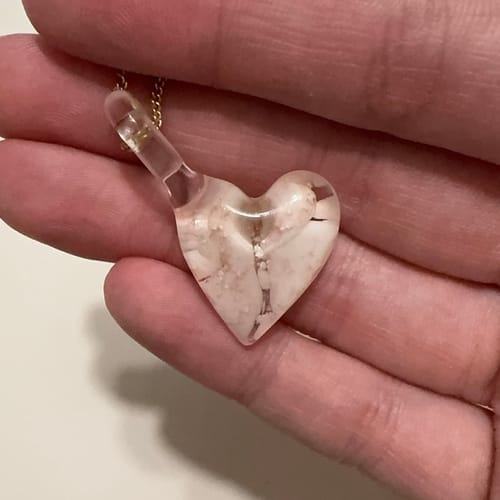 Customer photo review of Petal Pendant with Infused Cremation Ash
