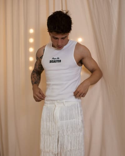 Customer photo review of Mens Fringe Solid Ankle Length Pants SKUJ20813
