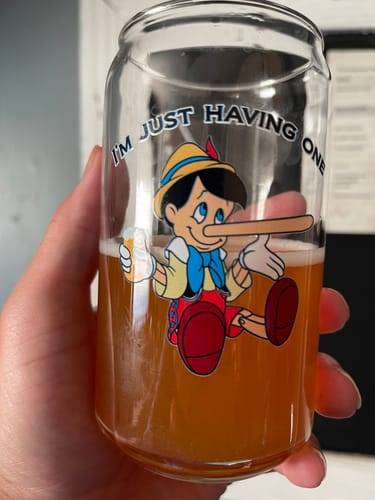 Customer photo review of “Pinocchio" 16oz glass