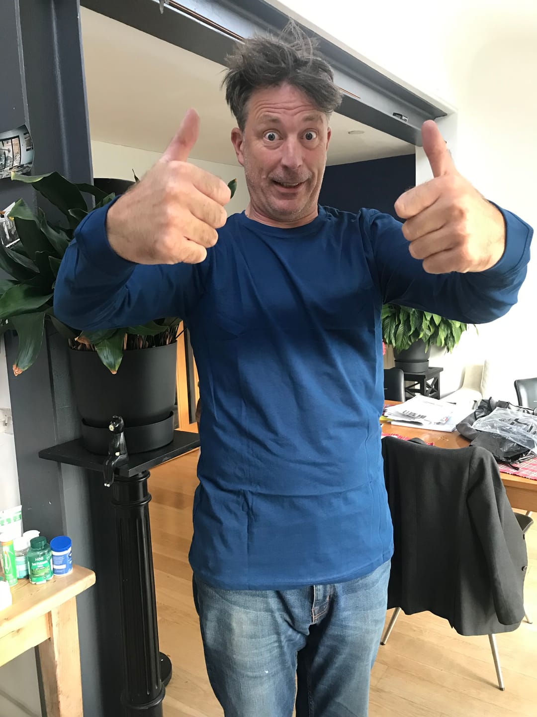 Customer photo review of Organic Tall Long Sleeve T-Shirt (Navy)