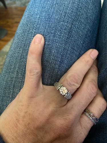 Customer photo review of Vintage Antique Round Moissanite Milgrain Engagement Ring