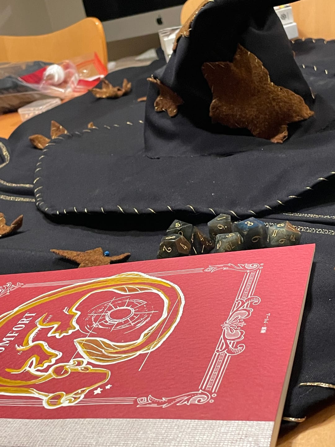 Customer photo review of URWizards D&D Labradorite Gemstone Engraved Dice Set