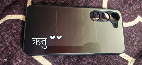 Customer photo review of Customize Name Gradient Glass Case Cover Grey For Samsung
