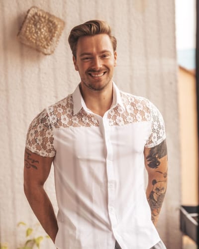 Customer photo review of Mens Lace Patchwork Short-sleeved Shirts SKUH53320