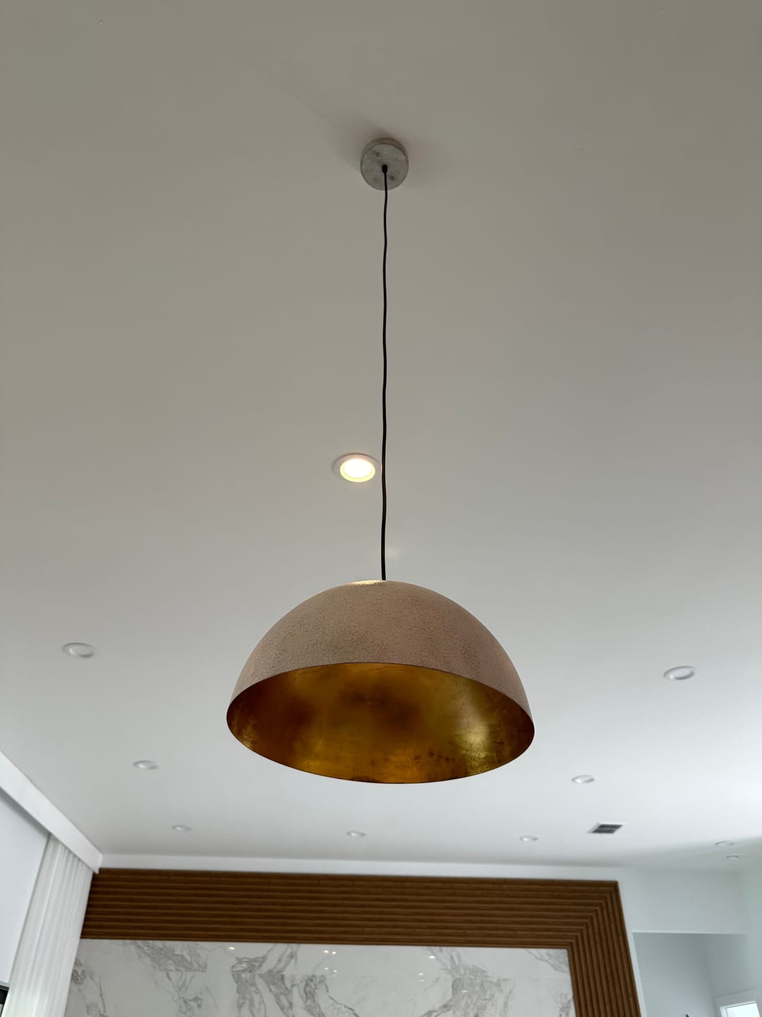 Customer photo review of 1-Light Industrial Metal Dome Pendant