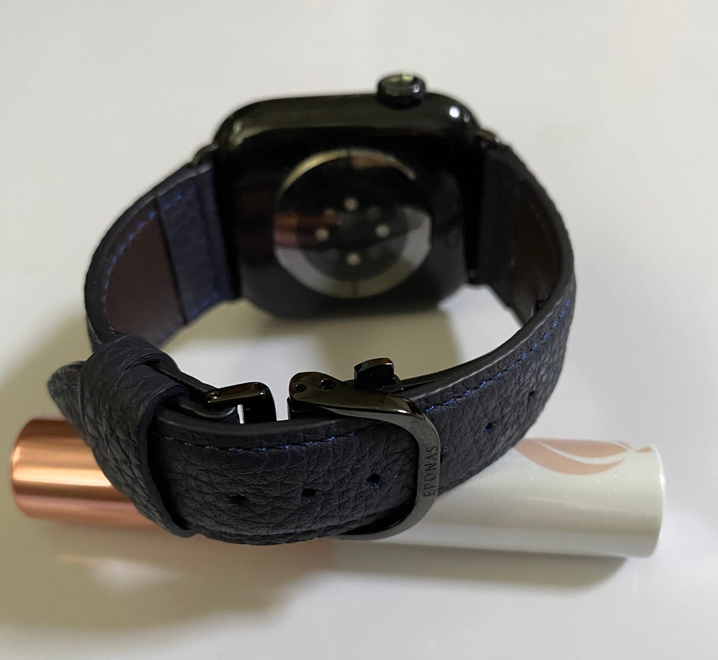 Customer photo review of Apple Watch用レザーバンド　ミッドナイトブルー/ブルーステッチ