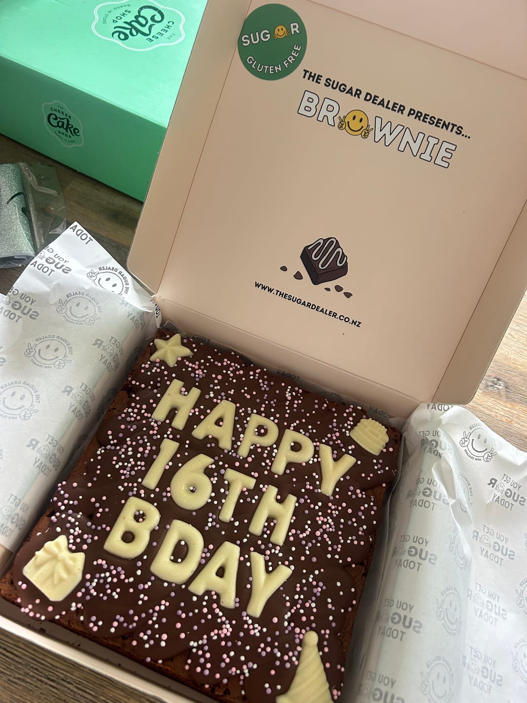 Customer photo review of Gluten free custom message brownie
