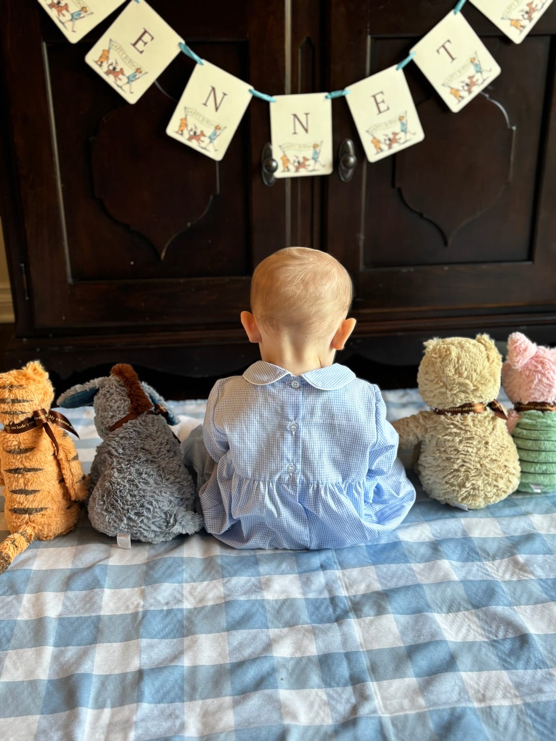 Customer photo review of Light Blue Geo Smocked Gingham Romper