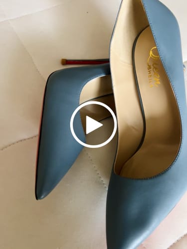 Customer video review of Tabitha Matt Blue Grey Heels