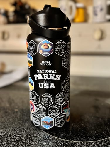 Customer photo review of Let's Wander™ National Parks Water Bottle + Stickers