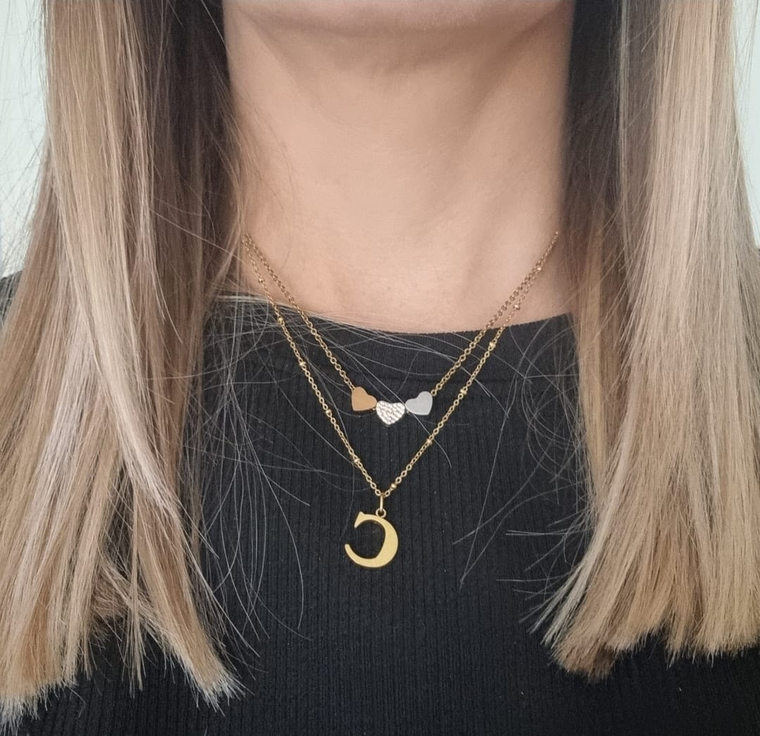 Customer photo review of C Initial Pendant Necklace In Gold